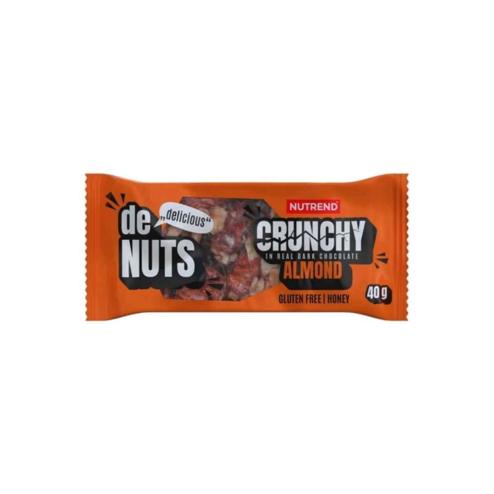Батончик зерновий Nutrend Denuts Crunchy (мигдаль в чорному шоколаді) 40 г DS-0100 фото