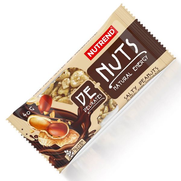 Батончик зерновий Nutrend De-Nuts (солоний арахіс в чорному шоколаді) 40 г DS-0101 фото