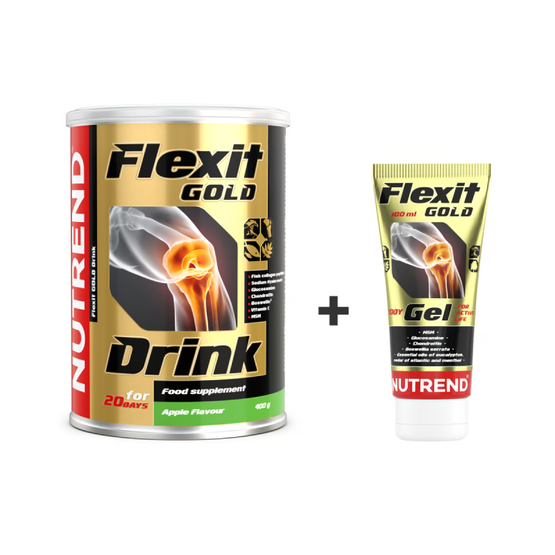 Набір Nutrend Flexit Gold Drink (зелене яблуко) 400 г + Flexit 1000 Gold Gel, 100 мл DS-2347 фото