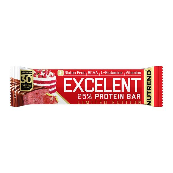 Протеїновий батончик Nutrend Excelent Protein bar (полуничний пиріг) 85 г DS-2537 фото