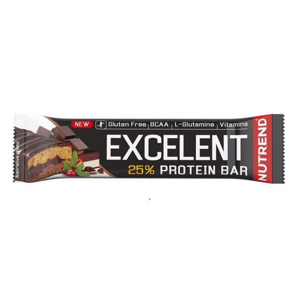 Протеїновий батончик Nutrend Excelent Protein bar (шоколад + нуга з журавлиною) 85 г DS-0113 фото